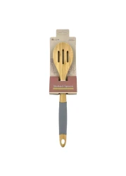 Home Pro Bamboo Slotted Spoon Brown And Blue