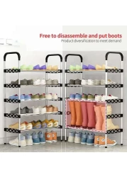 رف أحذية معدني بسيط مكون من 8 طبقات - 5 أنابيب لكل طبقة، منظم تخزين أحذية للمدخل وغرفة المعيشة والممر - تصميم متين وموفر للمساحة