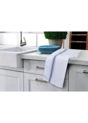 ماهمير® مناشف اطباق 16 × 27 انش (40 × 70 سم) 100% من القطن المغزول حلقيا، مناشف مطبخ كتان فائقة الامتصاص، شريط تنظيف ناعم قابل لاعادة الاستخدام ومجموعة مناشف الشاي (6 قطع، ازرق)