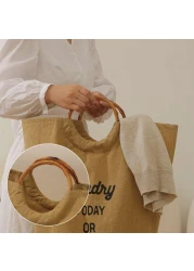 سلة غسيل قابلة للطي مع مقابض - منظم تخزين ملابس بسعة كبيرة (57 × 35 سم)