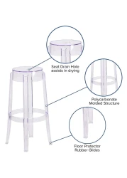 Jeffcoco Plastic Stool Transparent Color Acrylic Dining Chair Crystal Stool Home Chair Creative Stool (45CM 1 pcs)