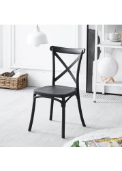 Jeffcoco Furniture stackable chair Injection processing Fixed leg plastic leisure chair outdoor/indoor outside/inside Patio/Garden chair Water/sun proof Dining chair (black 1pc)