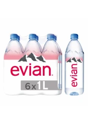 evian Natural Mineral Water 1L Pack of 6