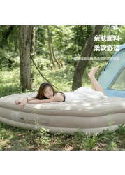 مرتبة هوائية قابلة للنفخ تلقائيًا مع مضخة مدمجة - تصميم مقاوم للتسرب عالي التحمل، تحكم بلمسة واحدة، مرتبة هوائية قابلة للنفخ بارتفاع مزدوج