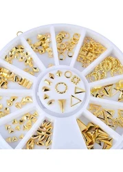 Aiwanto 3Packs 12 Designs Rhinestone Nail Metal Rivets 230 Nail Art Metal Rivets