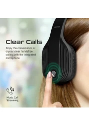 بروميت سماعات بلوتوث لاسلكية، عزل الضوضاء عالي الأداء فوق الاذن سلكي/لاسلكي بلوتوث v5.1 مع ميكروفون، راديو FM، وقت تشغيل 10 ساعات، فتحة بطاقة TF ومقبس 3.5 ملم، تيرا