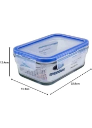 مونديكس حافظة طعام زجاجية محكمة الغلق شفاف/أزرق 350 ملل + 700ملل عدد 2 قطعة