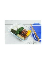 Pyrex Cook &amp; Go Rectangular Food Container With Lid Clear/Blue 1.7L