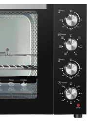 Nobel 7 In 1, 120 Liters Electric Oven With 4 Control Knobs, And Double Glass, 70-250&deg; AdjustableTemperature Control, 120 Min Timer With Bell Ring, 2 M Shape Heating Elements, 2800W NEO135PRO Black