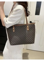 Fashionable Geometric Pattern Foldable Tote Bag With Large Capacity Mini Wallet Included Suitable For Girls And Women For Shopping Commuting And Holiday Travel Old Money Style Women BagSchool Bag