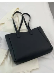 Minimalist Black Double Handle Square Bag
