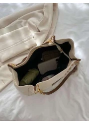 حقيبة كتف صغيرة بتزيين رقعة حرفية، حقيبة مدرسية، سعة كبيرة، محمولة، للفتيات المراهقات والنساء طلاب الجامعة،