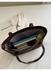 A New Women s Bag Retro Fashion Leopard Print Large Capacity Tote Bag Zip Opening Lightweight Minimalist Shoulder Bag Suitable For Daily Life Leisure Commuting Work And Student Use Leopard Print Cheet