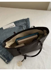 حقيبة كبيرة السعة والطباعة على الجسم بتصميم الحرف الحديث للنساء مناسبة للعمل والتنقل، حقيبة مدرسية كبيرة الس