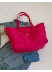 حقيبة كتف ذات لون أحادي وأسلوب بسيط سعة كبيرة 1قطعة ، حقيبة مدرسية ، سعة كبيرة ، محمولة ، للمراهقات السيدات طال