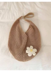 Hollow Out Weave Straw Bag Bohemian Beach Handbag Hollow Tote Bag Large Capacity Shopping Beach Bag Fashion Hollow Out Weave Straw Bag Beach Handbag Bohemian Style Beach Bag Slouchy Style Large Capaci