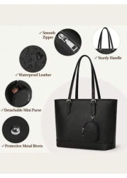 NEWHEY Tote Bags For Women Leather Shoulder Bag Large Capacity Purses And Handbags With Removable Small Pouch