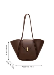 New Fashion Classic Joker Solid Color Pu Waterproof Fabric Magnet Opening And Closing Design Large Capacity Shoulder Tote Bag Wing Bag Business Commuter Bag Suitable For Travel Shopping Commuting To W