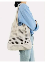 Yogodlns حقيبة كتف محبوكة للنساء والفتيات، بتصميم هولو مزخرف بالأزهار، بسعة كبيرة، يد التسوق، حقائب الكروشيه، حق