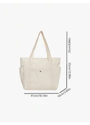 Multi Pocket Tote Bag For Women Canvas Bag With Handle Bag Large Capacity Purse Reusable Handbag Canvas Tote Bag Perfect For Daily Use And Travel Tote Bags For Students Multiple Compartments Perfect F