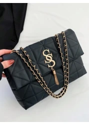 Ladies Solid Color Embroidery Thread Fashion Tote Bag