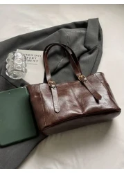 Minimal Style Large Capacity Underarm Tote Bag For Commuting