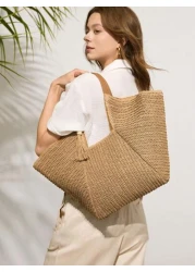 SHECARRY Women s Bohemian Style Large Capacity Woven Tote Bag Perfect For Beach Vacation Travel Shopping And Vacation Essentials