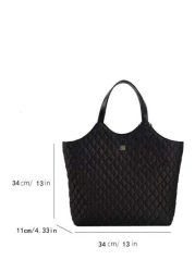 حقيبة كتف كبيرة السعة ذات مقبضين مبطنة، خفيفة الوزن، رسمية وأنيقة للأعمال، مزيّنة بالزهور للنساء والفتيات ال