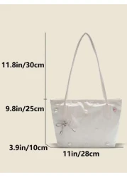 Women s Y2K Pearl Bow Decor Tote Bag Cute Millennium Style Shoulder Bag For Commute And Shopping
