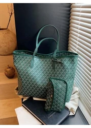 2pcs Set 2025 New Fashion Patchwork Tote Bag Large Capacity Travel Bag Shopping Bag Suitable For Women Daily Use Back To School Students Vacation Holiday Date Gift