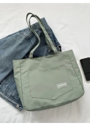 Minimalist Shoulder Bag Solid Color Casual Commute Tote Bag School Bag Back To School Backpack Large Capacity Laptop Compartment Portable Classic Casual Suitable For Teen Girls Women College Students