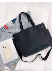 New Fashion Nylon Plain Color Women Shoulder Bag Large Capacity Multi Pocket Suitable For Travel Commute Camping School Versatile And Adjustable One Shoulder Cross Body
