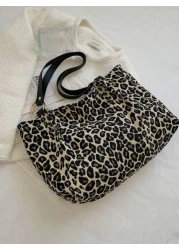 حقيبة كتف بسعة كبيرة من طراز جديد بطبعة نمر للاستخدام اليومي والمدرسة، حقيبة بطبعة نمر عصرية