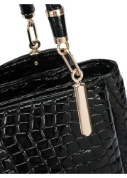 حقيبة كتف مبطنة وأنيقة عصرية، مزخرفة بطبعة التمساح المعلب ، هدية عيد الأم مناسبة للمراهقات والنساء والطالبات