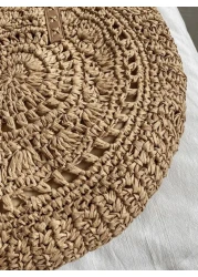 In 2024 The New Fashion Holiday Style Large Capacity Straw Beach Bag Hollowed Out Design Is Suitable For Travel School Bag Large Capacity Lightweight Portable Classic Casual Suitable For Teen Girls Wo