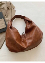 KVKY Large Retro Style Hobo Bag Large Capacity PU Tote Bag Women s Casual Shoulder Bag Armpit Bag With Zipper Suitable For Shopping Commuting Work And School Suitable For College Students White Collar