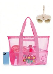 Mesh Beach Bag Large Beach Tote Bag Multi Use Organizer With Zipper Closure Foldable Handy Large Mesh Tote Bag Lightweight For Family Beach Bag For Toys Vacation Essentials School Bag Large Capacity W