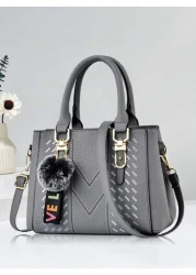 New Shoulder Handbag With Fur Ball Pendant Casual Style Mother s Day Gift For Mom Must Have For Mom Perfect For Office College Work Business Commuting Outdoor Travel Outing Best Mothers Day Gifts Ever