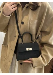 Mini Twist Lock Flap Square Bag Solid Color Mini Handbag Retro Simple Crossbody Bag Women s Luxury Top Handle Flap Purse