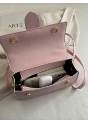 Premium Sense Pu Flap Solid Colour Handbag Square Bag Simple Commuter Crossbody Bag Small Capacity Texture Three Dimensional Handbag Suitable For Shopping Purse Students Young Women Office Women Perfe