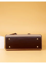 Old Moeny Lightweight Business Casual Letter Graphic Color Block Top Handle Bag For Teen Girls Women College Students Rookies White Collar Workers Perfect For Office College Work Business Commute Outd