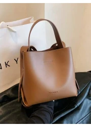 Fashion Women s Brown Handbag Simple Minimalist PU Leather Retro Mini Bucket Bag Versatile Shoulder Crossbody Bag Suitable For Shopping And Daily Use