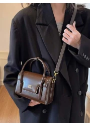 New Autumn And Winter Solid Color Handbag Niche Design Fashionable Letter Versatile Crossbody Bag Classic Atmospheric Adjustable Shoulder Strap Shoulder Bag Suitable For Dating Going Out Shopping And