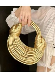 Handbags For Women New Gold Luxury Designer Brand Handwoven Noodle Bags Rope Knotted Pulled Hobo Evening Clutch Chic
