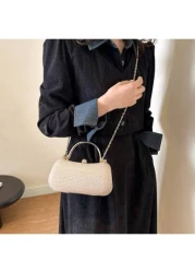 Glamorous Glitter Bling Sequin Luxury Shiny Mini Rhinestone Decor Chain Glitter Box Bag Evening Bag Dinner Bag Faux Pearl For Party Girl Woman Bride Perfect For Party Wedding Prom Dinner Banquet ForGl