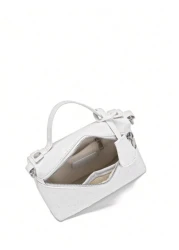 1pc PU Material Stone Ostrich Snake Skin Pattern Simple Elegant Women s Handbag Makeup Bag