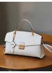 2025 New Vintage Blue Snakeskin Pattern Elegant Handbag Fashionable Luxury High End Handbag For Women Lightweight Large Capacity Shoulder Crossbody Bag