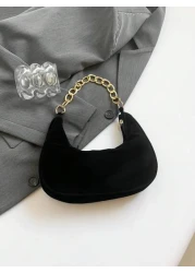 حقيبة مقبض معدنية سلسلة ذات نمط صلب أنيق، حقيبة كلاتش كاجوال متعددة الوظائف بتصميم مطفي رجعي للنساء