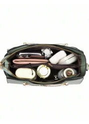 Lightweight Business Casual Simple Zipper Shoulder Bag Solid Color Shoulder Bag For Women Large Capacity Simple Design With Hardware Decoration Fashionable For Students Shopping Suitable For Teen Fema