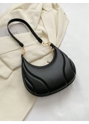 Hot Search Mini Crescent Handbag 1 Piece Solid Acrylic Chain Decoration PU Portable Elegant Zipper Shoulder Bag Handbag Suitable For Girls To Travel And Daily Use